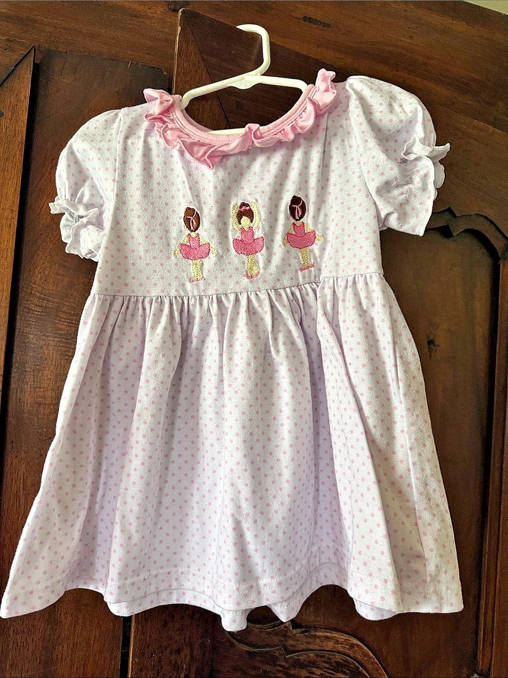 Southern Taters Small Town Smock Company Girls 3T Pink & White Polka Dot Dress